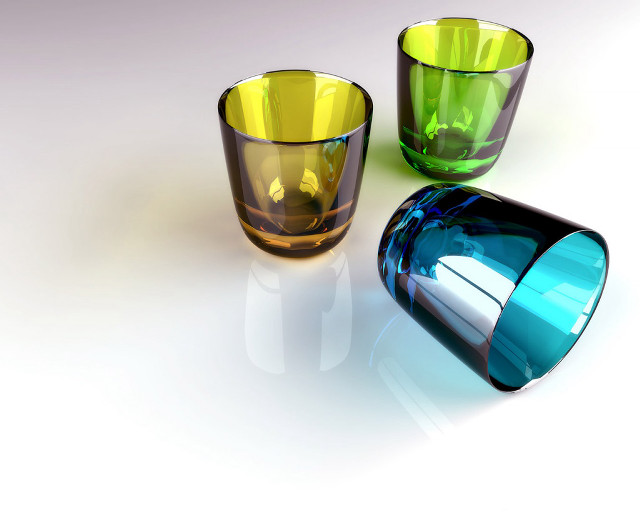 Three glass cups white surface free wallpaper - medium preview image