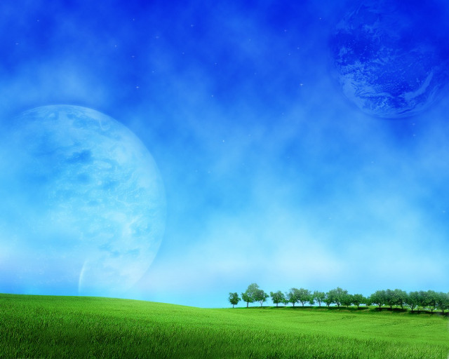 Green field trees blue sky #12 free wallpaper - medium preview image