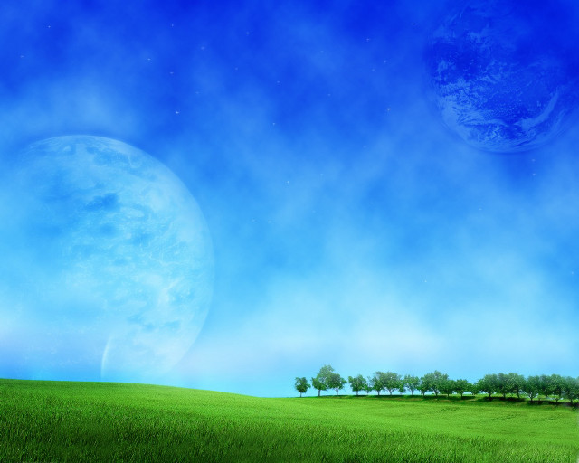 Green field trees blue sky #13 free wallpaper - medium preview image