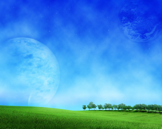 Green field trees blue sky #14 free wallpaper - medium preview image
