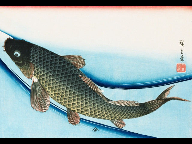 Fish wave water painting chinese #2 free wallpaper - medium preview image