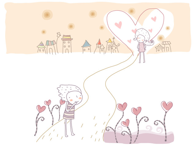 Person holding heart balloon city #2 free wallpaper - medium preview image