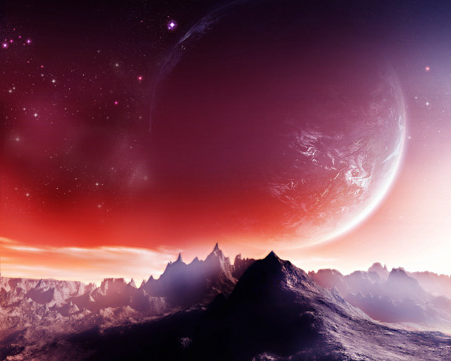 Red purple sky mountain distant free wallpaper - medium preview image