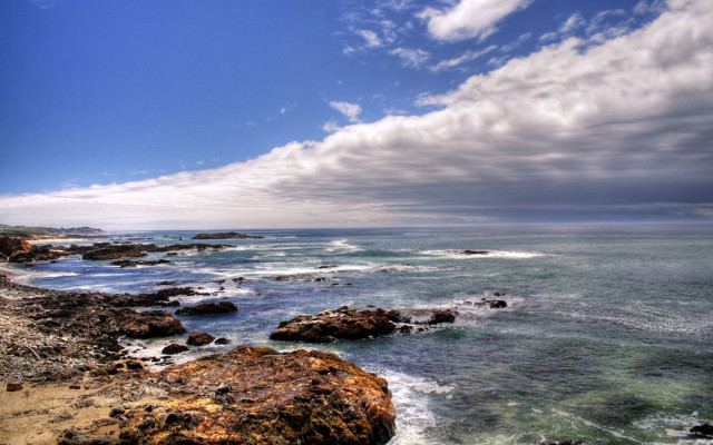Rocky beach water cloudy sky #2 free wallpaper - medium preview image