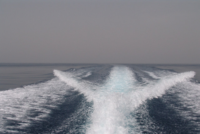 Boat ocean cloudy wake white #4 free wallpaper - medium preview image