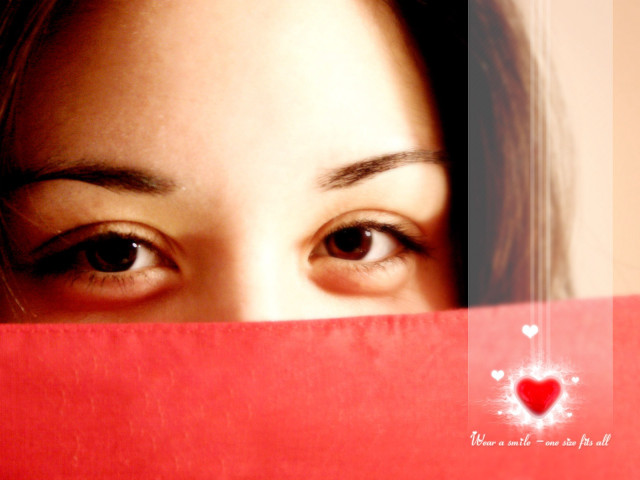 Woman red heart face red free wallpaper - medium preview image