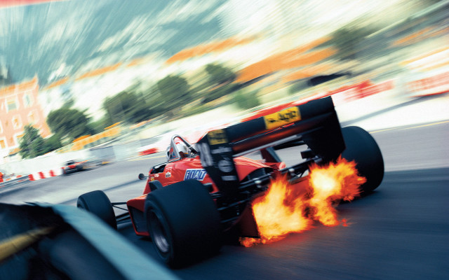 Red race car fire track free wallpaper - medium preview image