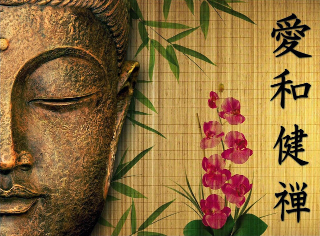 Buddha bamboo flowers statue nature free wallpaper - medium preview image