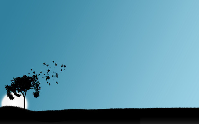 Tree flock birds sky hill #2 free wallpaper - medium preview image