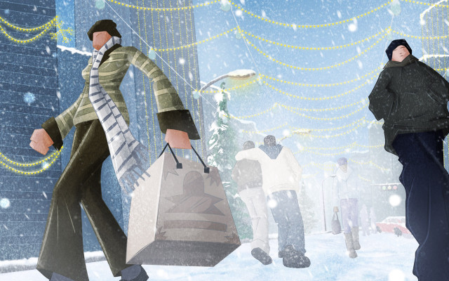Man walking street bag woman free wallpaper - medium preview image