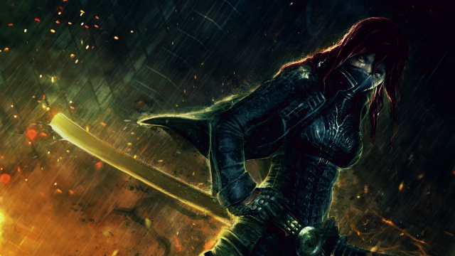 Woman sword fire smoke embers free wallpaper - medium preview image