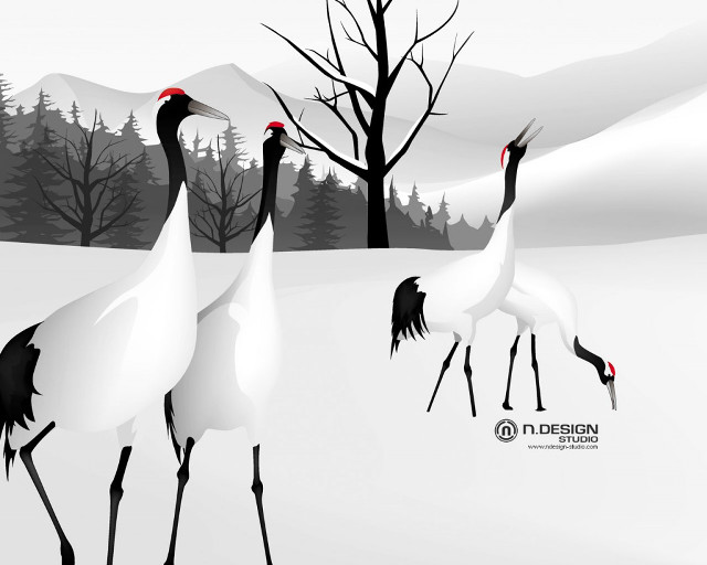 Two birds walking snow near free wallpaper - medium preview image