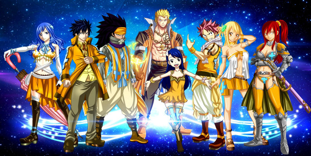 Anime characters blue background stars #2 free wallpaper - medium preview image