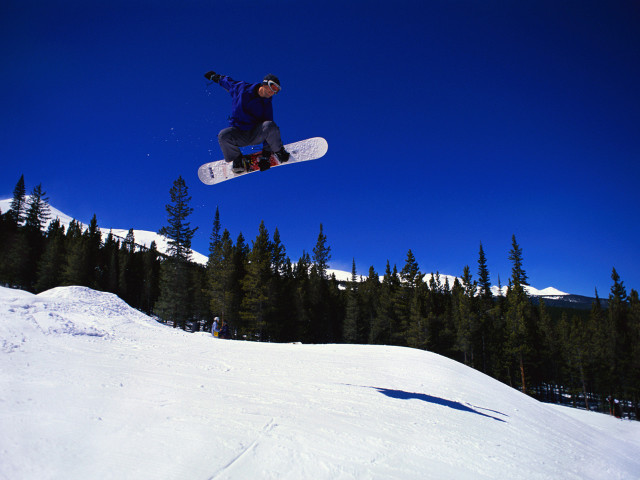 Man flying snowboard slope forest #3 free wallpaper - medium preview image