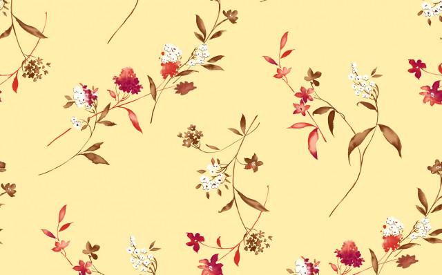 Yellow background floral autumn leaves free wallpaper - medium preview image