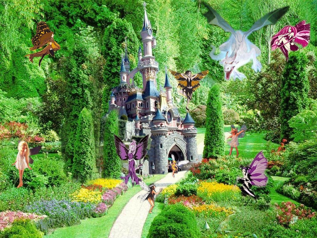 Fairy castle forest flower girl free wallpaper - medium preview image