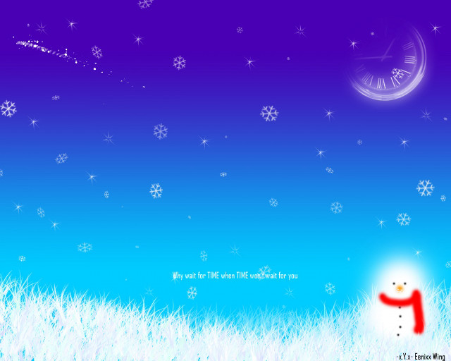 Snowman clock background blue sky free wallpaper - medium preview image