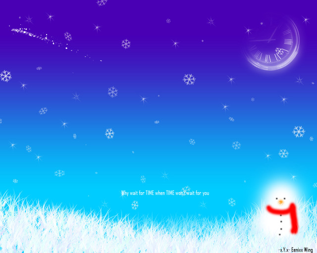 Snowman clock snow sky snowflakes #2 free wallpaper - medium preview image