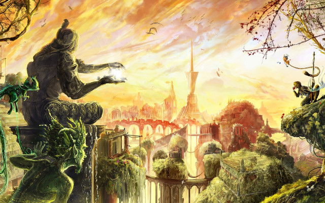 Man sitting ledged city bird free wallpaper - medium preview image