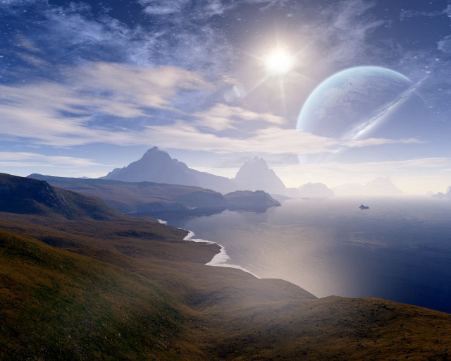 Distant planet sky background foreground free wallpaper - medium preview image