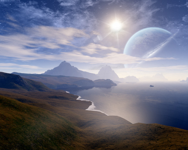 Distant planet background foreground sky free wallpaper - medium preview image