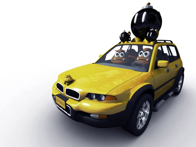 Yellow car black cats eyes #4 free wallpaper - medium preview image
