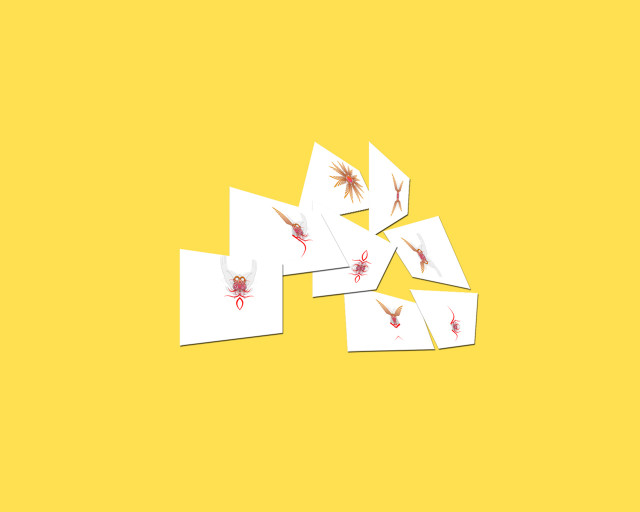 Red spider cards yellow background free wallpaper - medium preview image