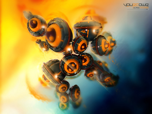 Orange black objects floating yellow free wallpaper - medium preview image