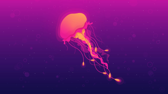 Jellyfish floating water bubbles around free wallpaper - medium preview image