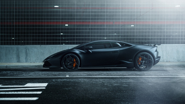 Black sports car parking garage free wallpaper - medium preview image