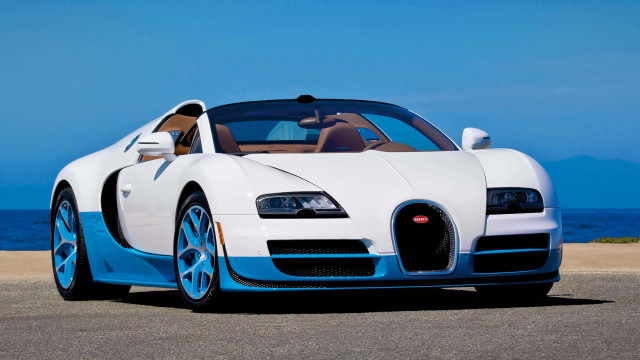 White blue bugatti beach ocean free wallpaper - medium preview image