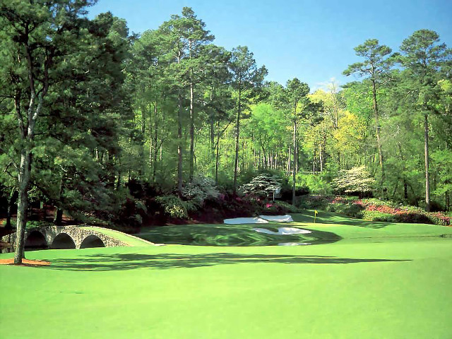 Green golf course bridge trees free wallpaper - medium preview image
