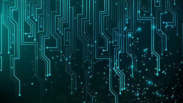 Blue circuit board dots lines free wallpaper - medium preview image