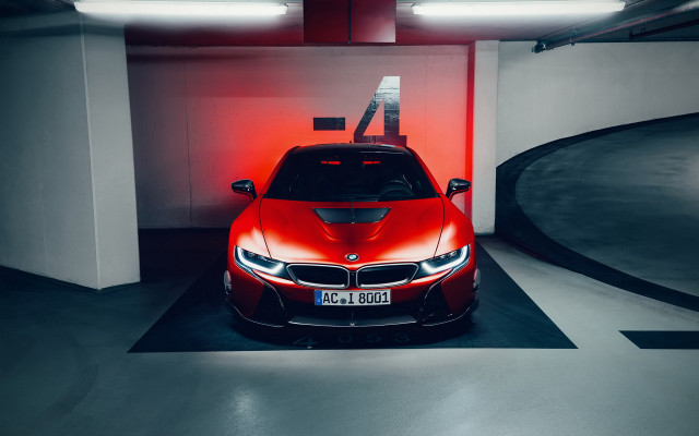 Red car parking garage 3d free wallpaper - medium preview image