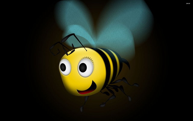 Cartoon bee smiling happy face free wallpaper - medium preview image