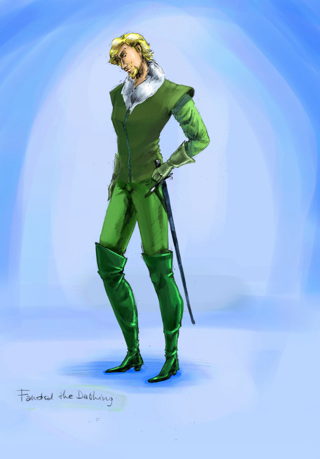 Man green suit sword hat free wallpaper - medium preview image