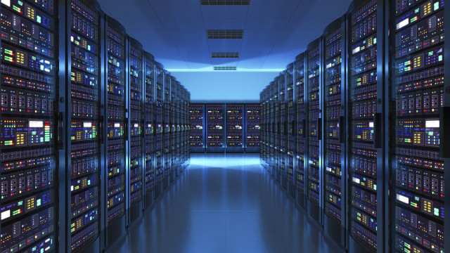 Long room servers blue light free wallpaper - medium preview image