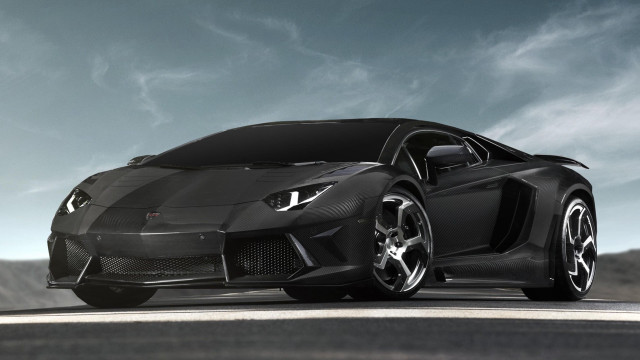 Black sports car driving down free wallpaper - medium preview image