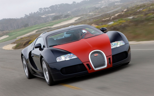 Bugatti car driving hill trees free wallpaper - medium preview image