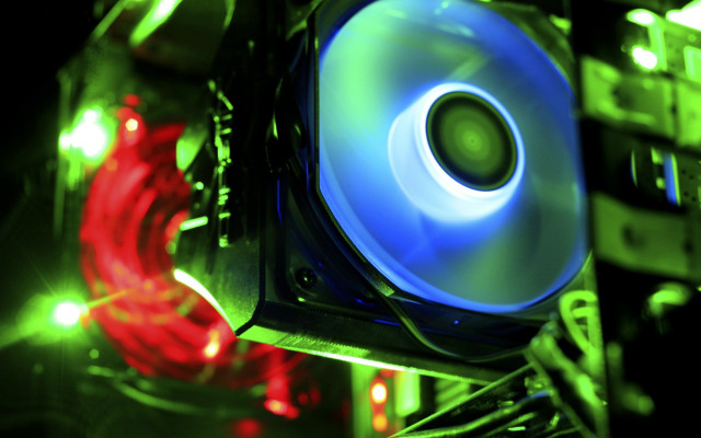Computer case blue red fan free wallpaper - medium preview image