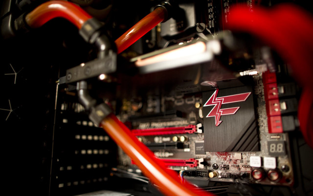 Computer wires red hose close free wallpaper - medium preview image