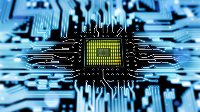 Computer chip yellow center chipboard free wallpaper - medium preview image