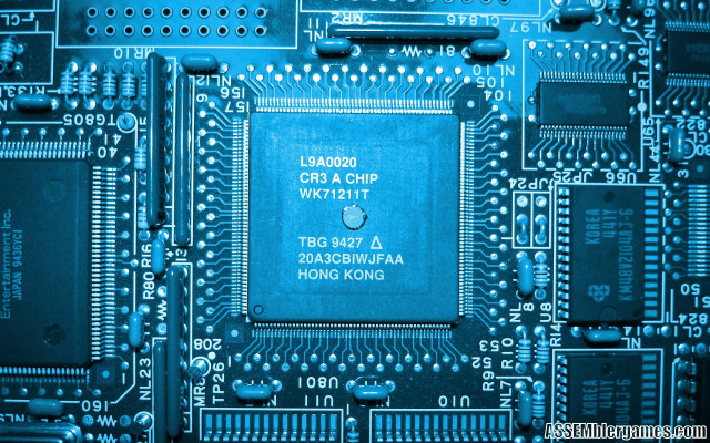 Computer chip blue background black free wallpaper - medium preview image