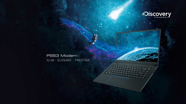 Laptop space background rocket flying free wallpaper - medium preview image