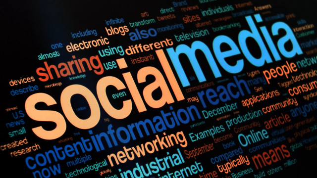 Social media word cloud dark free wallpaper - medium preview image