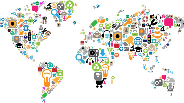 World map icons symbols design free wallpaper - medium preview image