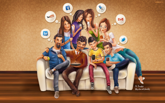 Group couch social icons laptop free wallpaper - medium preview image