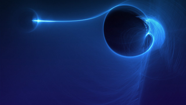 Blue curved plasma moon glowing free wallpaper - medium preview image