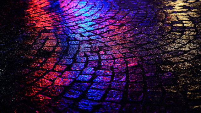 Streetlight reflection neon hologram fireworks free wallpaper - medium preview image