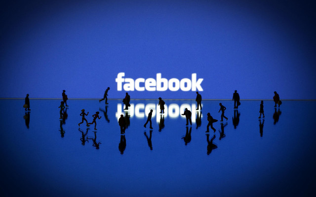 People walking blue surface facebook free wallpaper - medium preview image